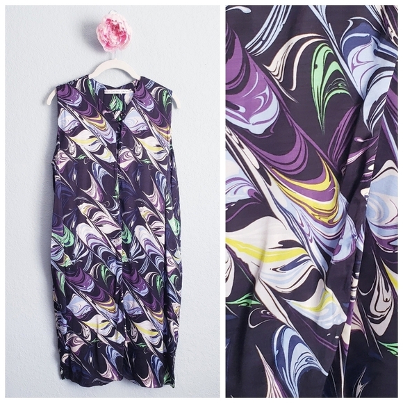 & Other Stories Abstract Multicolor Swirl Sleeveless Dress - Picture 1 of 9